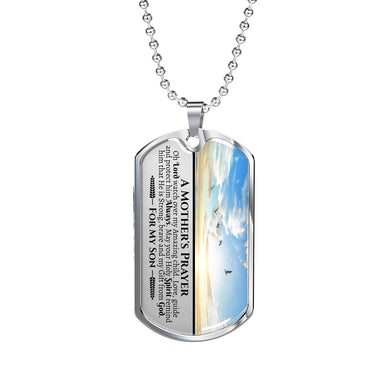 Mother's Prayer Son (Love Mom) Dog Tag Necklace - Love You This Much